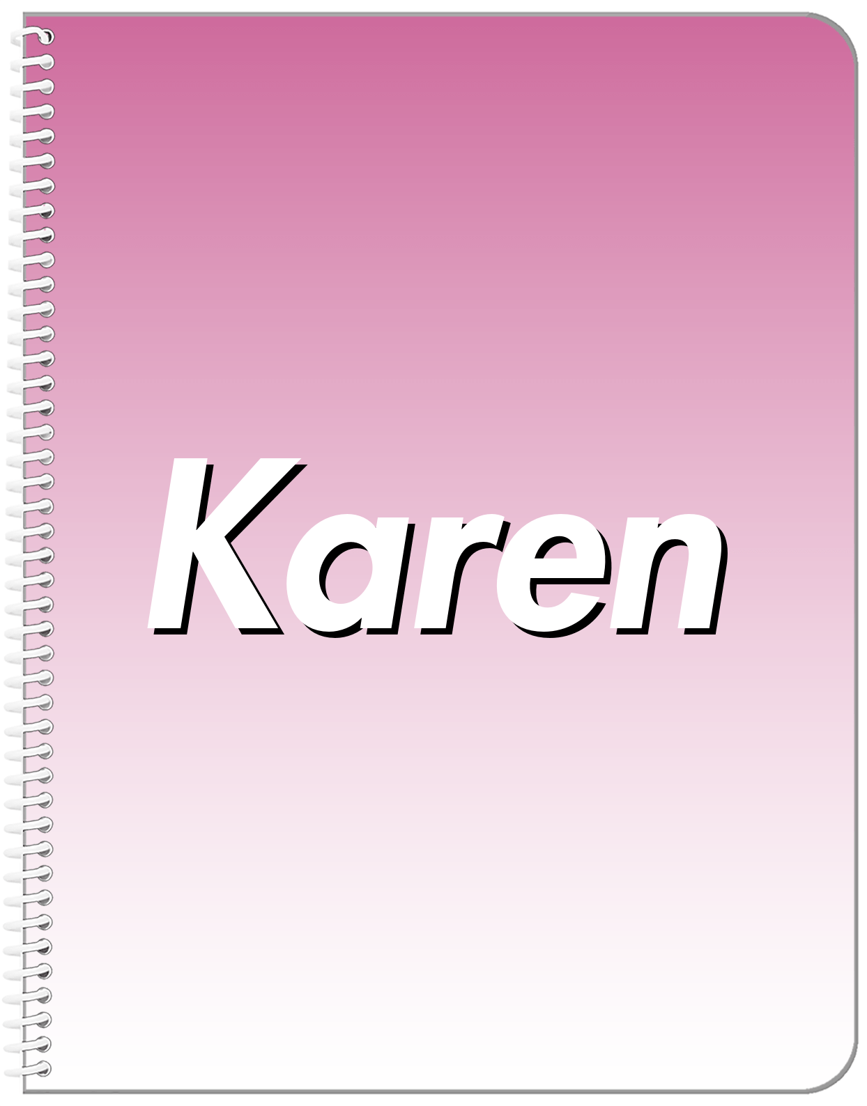 Personalized Ombre Notebook - Pink and White - Front View