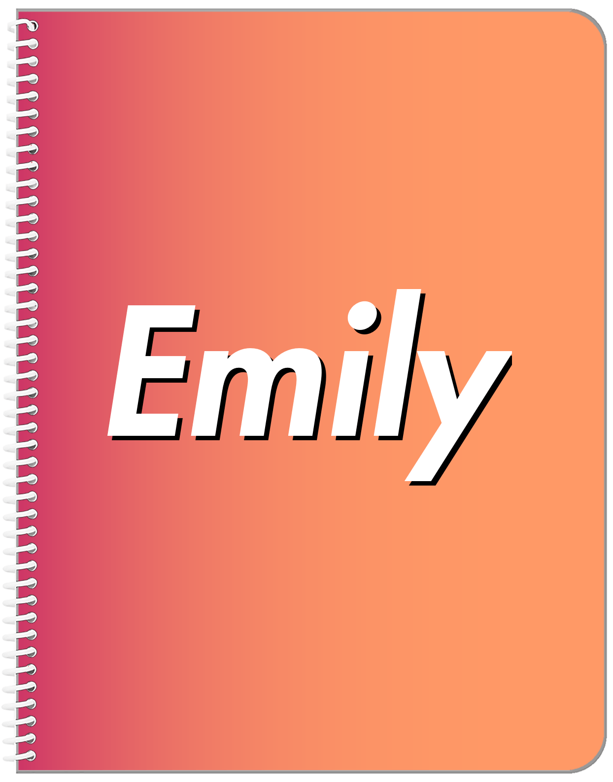 Personalized Ombre Notebook - Orange and Pink - Front View