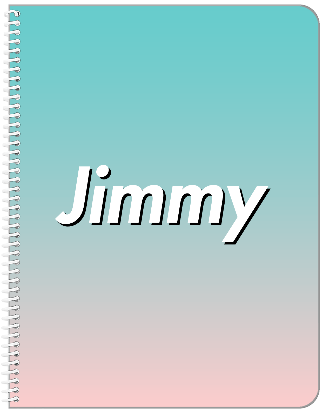 Personalized Ombre Notebook - Teal and Pink - Front View
