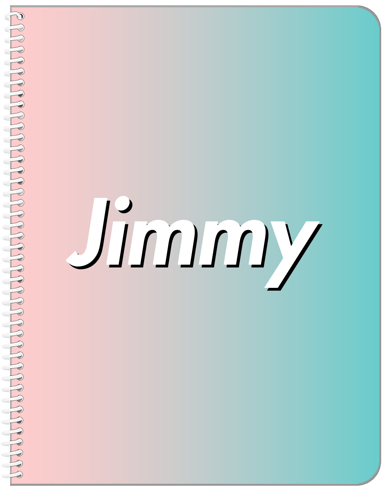 Personalized Ombre Notebook - Teal and Pink - Front View