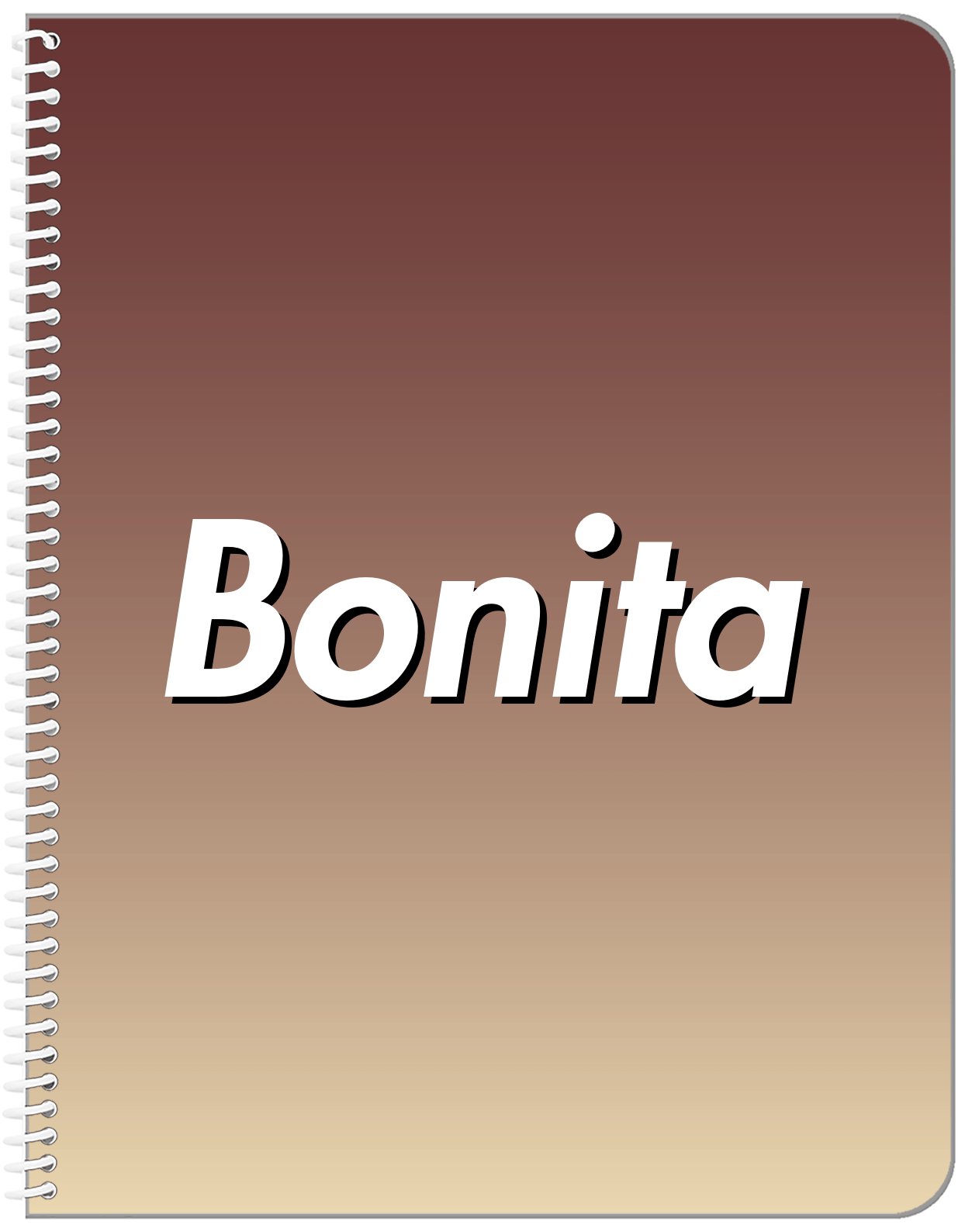 Personalized Ombre Notebook - Brown and Tan - Front View