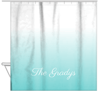 Thumbnail for Personalized Ombre Shower Curtain - Teal and White - With Default Text - Ombre II - Hanging View