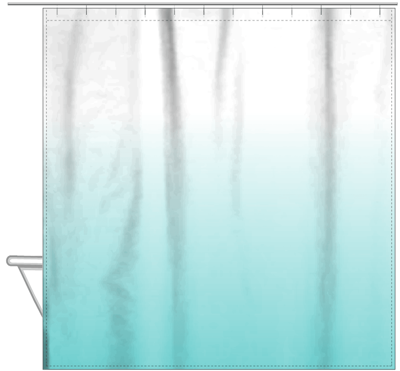 Personalized Ombre Shower Curtain - Teal and White - No Default Text - Ombre II - Hanging View
