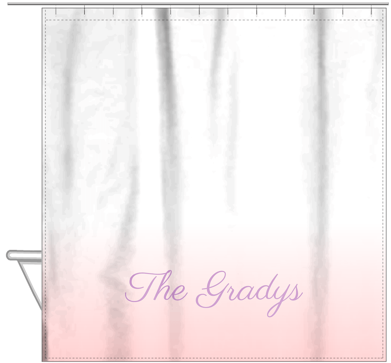 Personalized Ombre Shower Curtain - Pink and White - With Default Text - Ombre III - Hanging View