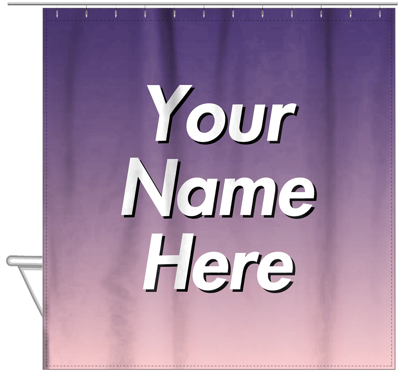 Personalized Ombre Shower Curtain - Purple and Pink - Hanging View