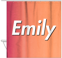Thumbnail for Personalized Ombre Shower Curtain - Orange and Pink - Hanging View