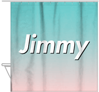 Thumbnail for Personalized Ombre Shower Curtain - Teal and Pink - Hanging View