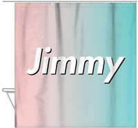Thumbnail for Personalized Ombre Shower Curtain - Teal and Pink - Hanging View
