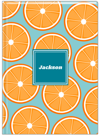 Thumbnail for Personalized Oranges Journal - Blue Background - Square Nameplate - Front View
