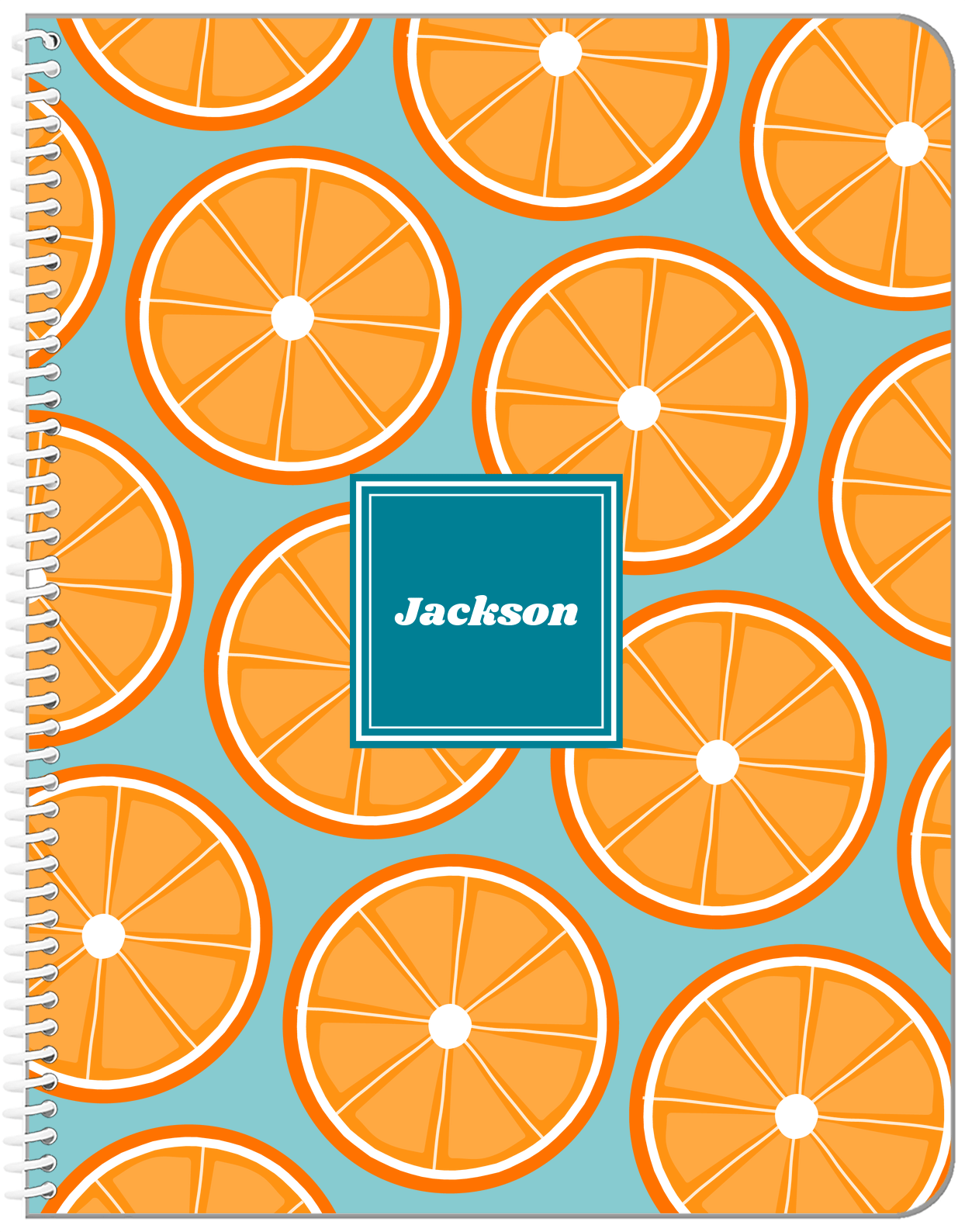 Personalized Oranges Notebook - Square Nameplate - Front View