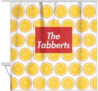 Thumbnail for Personalized Oranges Shower Curtain - Rectangle Nameplate - Hanging View