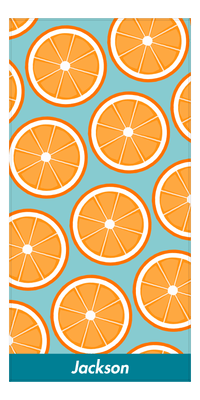 Thumbnail for Personalized Oranges Beach Towel - Light Blue Background - Front View