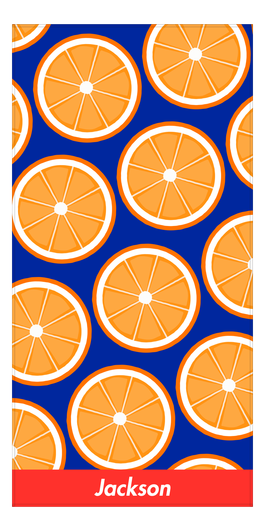 Personalized Oranges Beach Towel - Blue Background - Front View