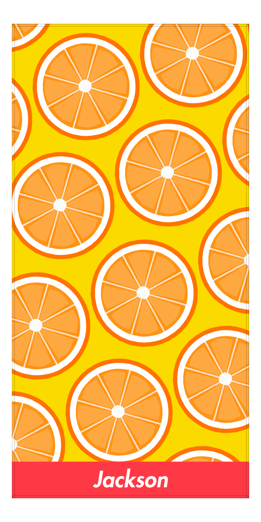 Personalized Oranges Beach Towel - Yellow Background - Front View