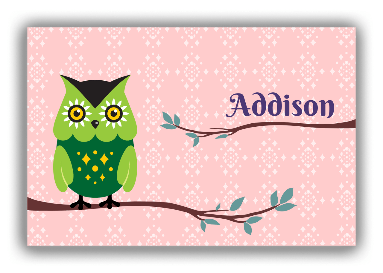 Personalized Owl Canvas Wrap & Photo Print I - Owl 08 - Pink Background - Front View