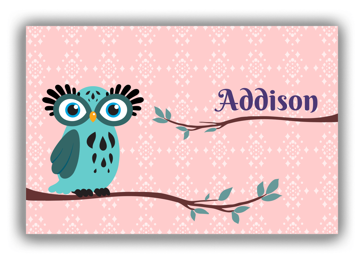 Personalized Owl Canvas Wrap & Photo Print I - Owl 10 - Pink Background - Front View