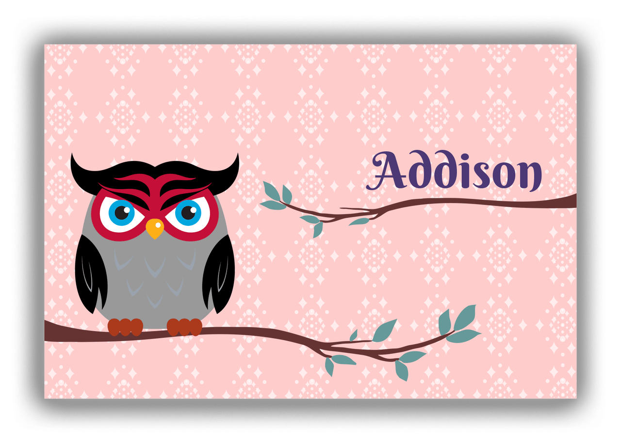 Personalized Owl Canvas Wrap & Photo Print I - Owl 02 - Pink Background - Front View