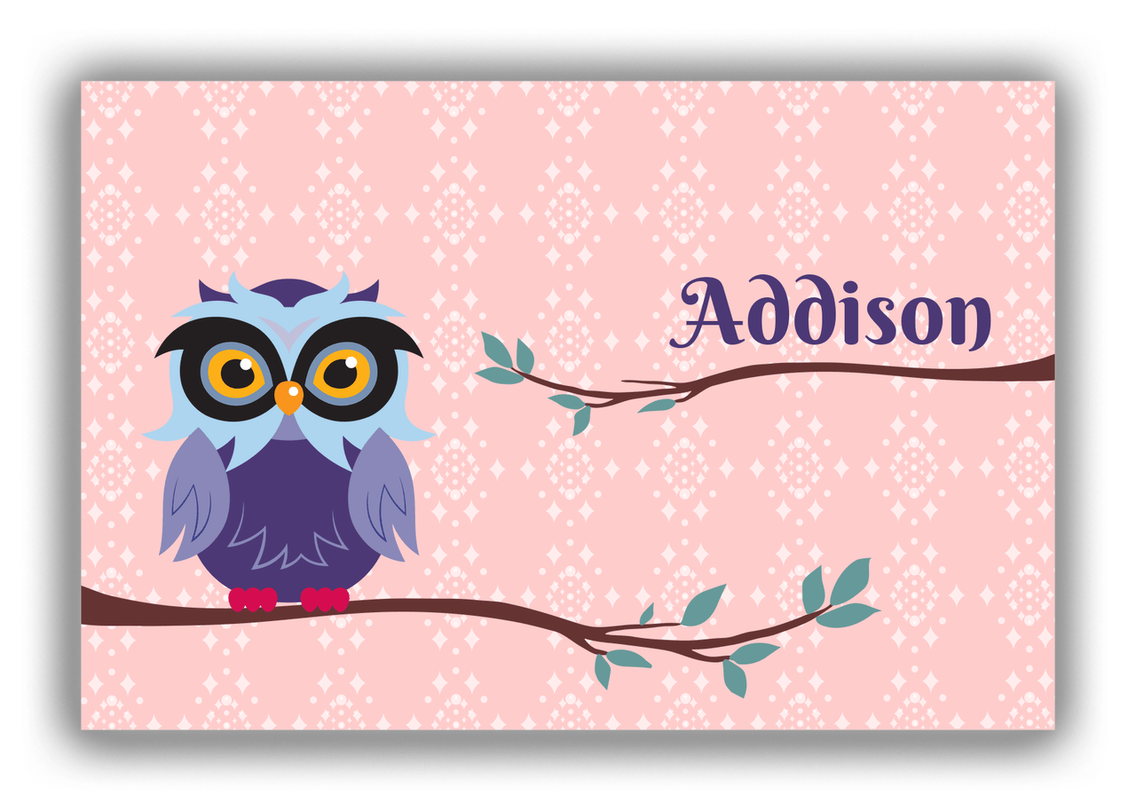 Personalized Owl Canvas Wrap & Photo Print I - Owl 05 - Pink Background - Front View