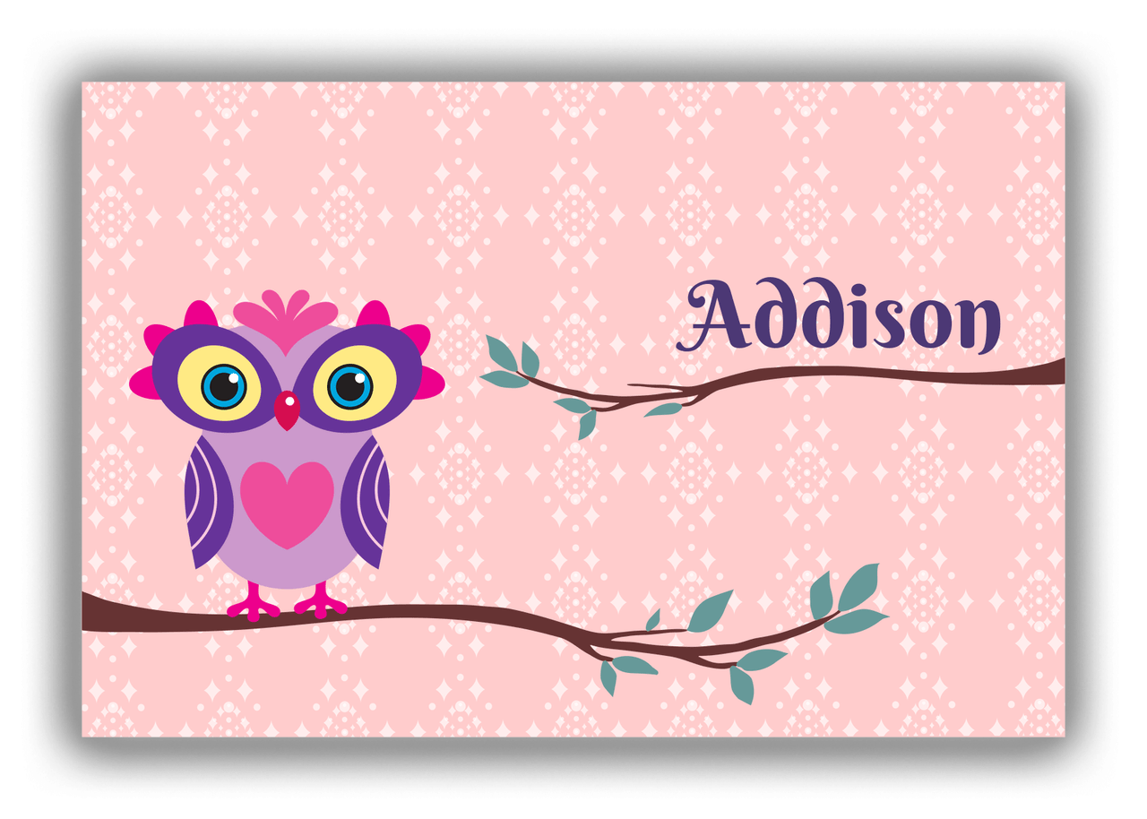 Personalized Owl Canvas Wrap & Photo Print I - Owl 07 - Pink Background - Front View