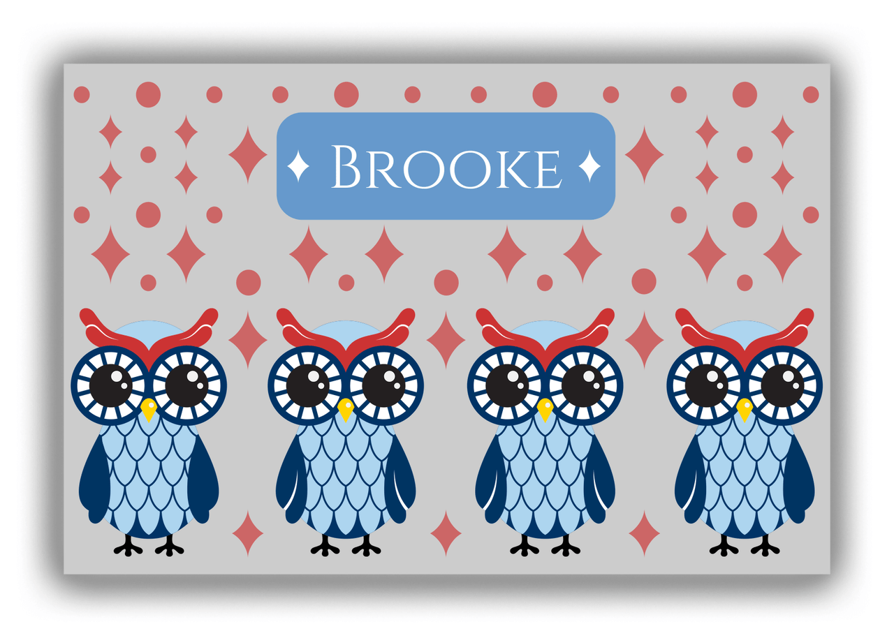 Personalized Owl Canvas Wrap & Photo Print II - Owl 06 - Grey Background - Front View