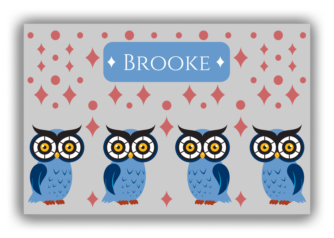 Personalized Owl Canvas Wrap & Photo Print II - Owl 12 - Grey Background - Front View