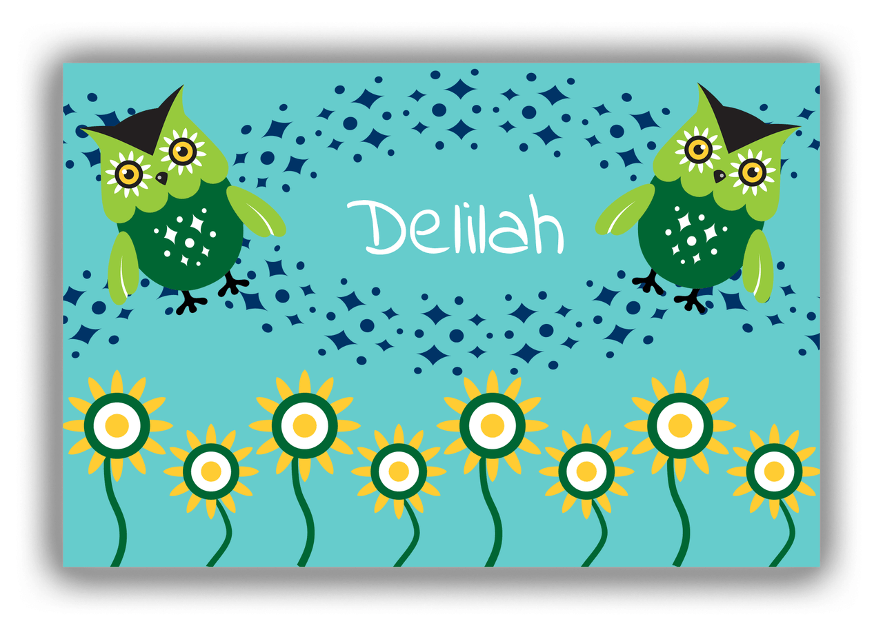 Personalized Owl Canvas Wrap & Photo Print V - Owl 08 - Teal Background - Front View