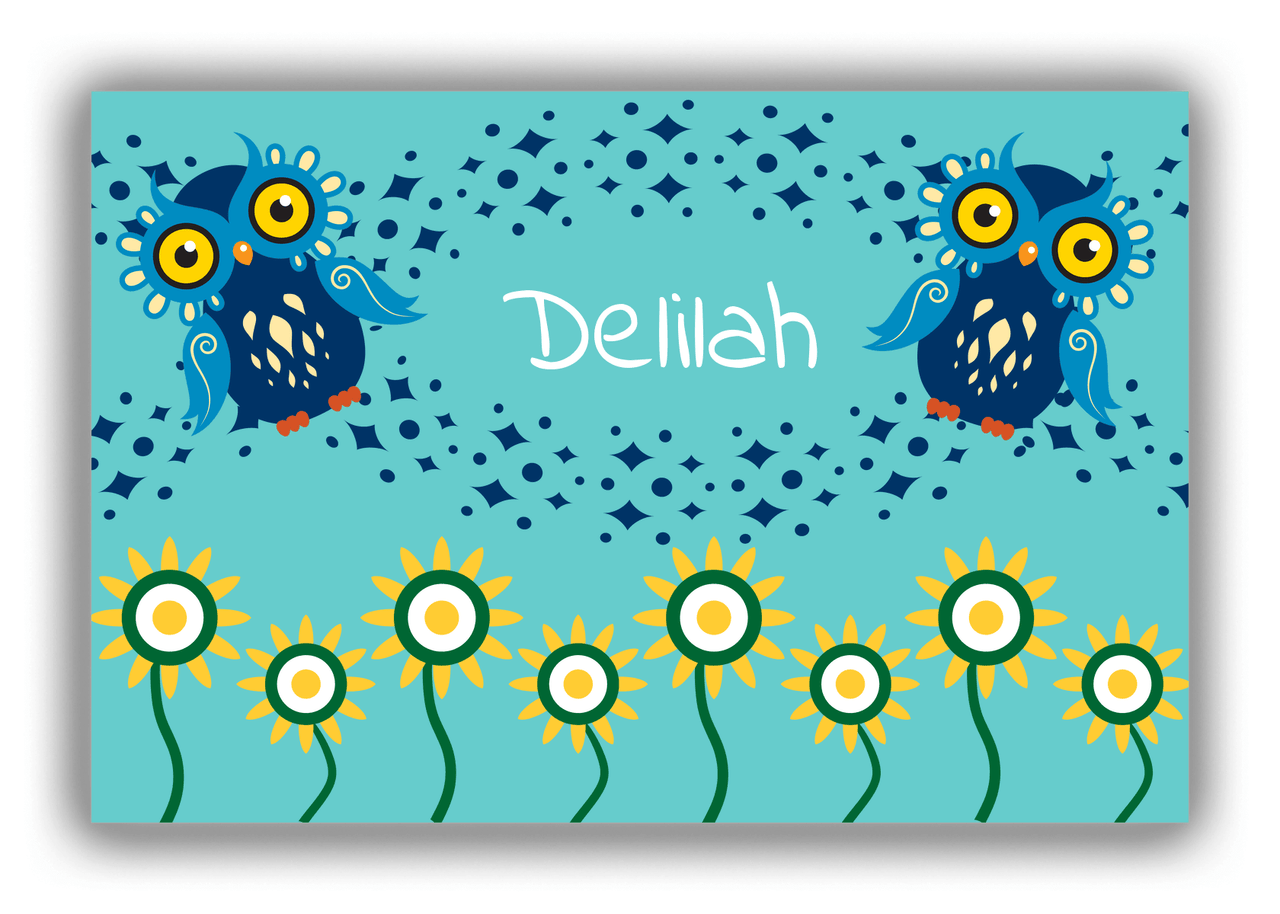 Personalized Owl Canvas Wrap & Photo Print V - Owl 01 - Teal Background - Front View