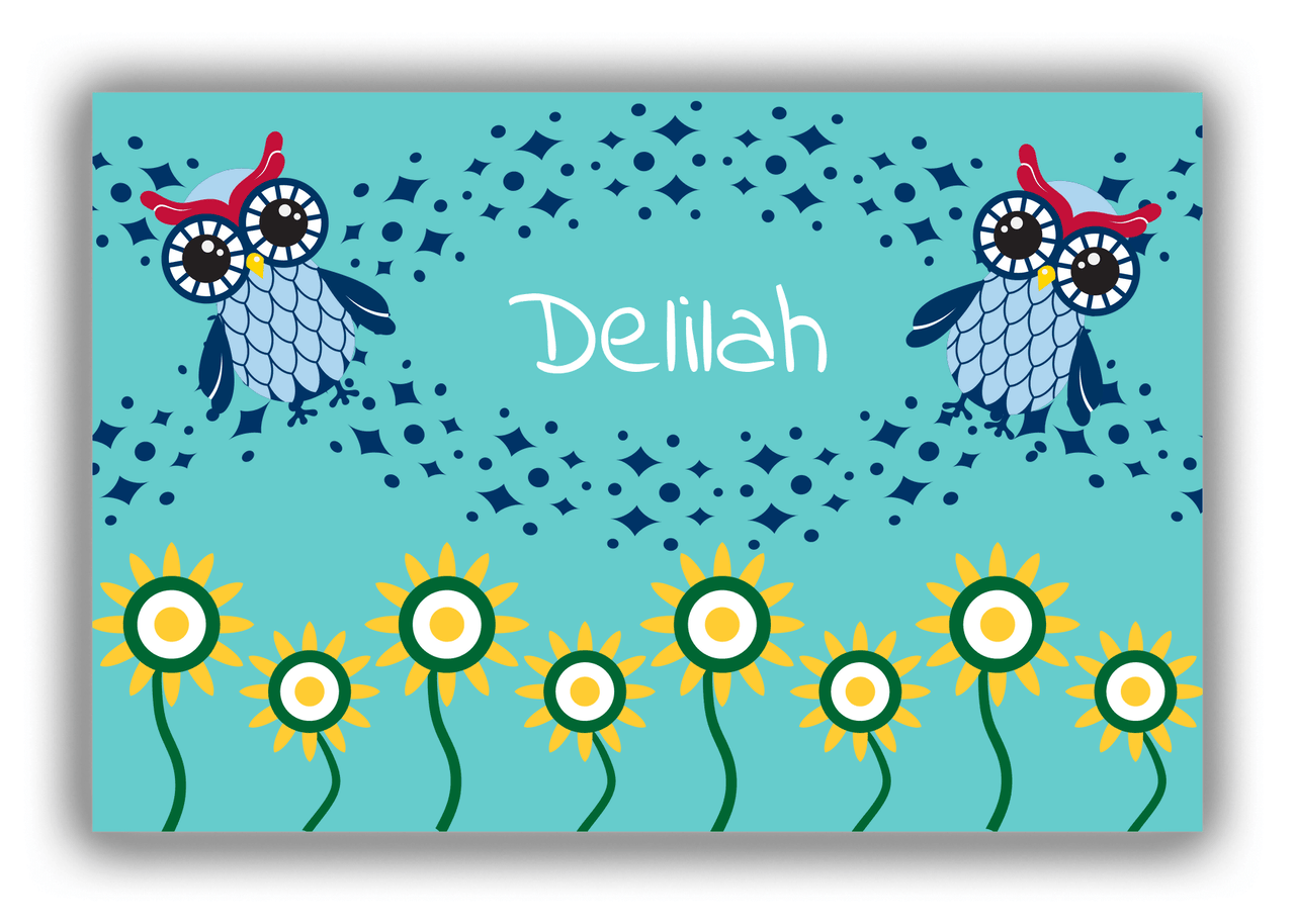 Personalized Owl Canvas Wrap & Photo Print V - Owl 06 - Teal Background - Front View