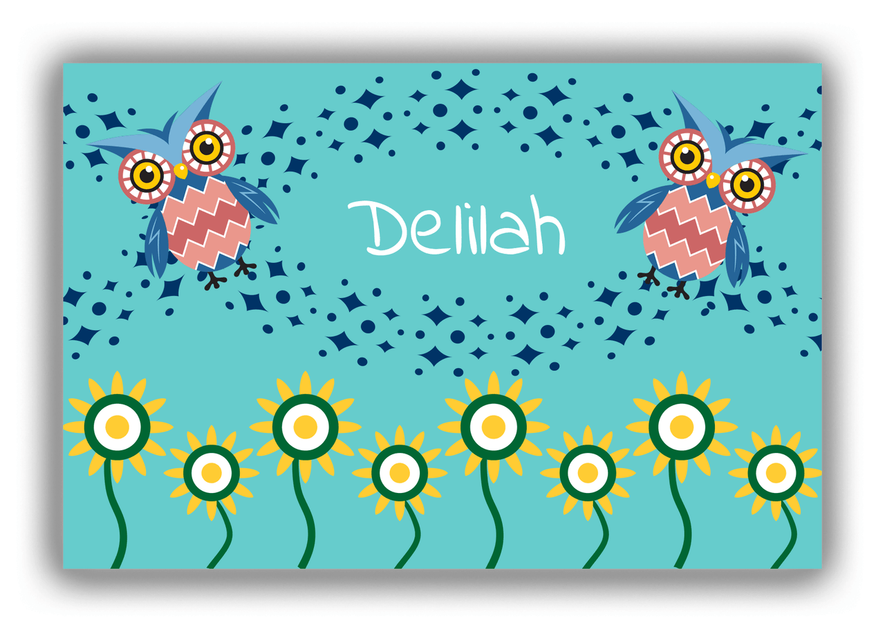 Personalized Owl Canvas Wrap & Photo Print V - Owl 09 - Teal Background - Front View