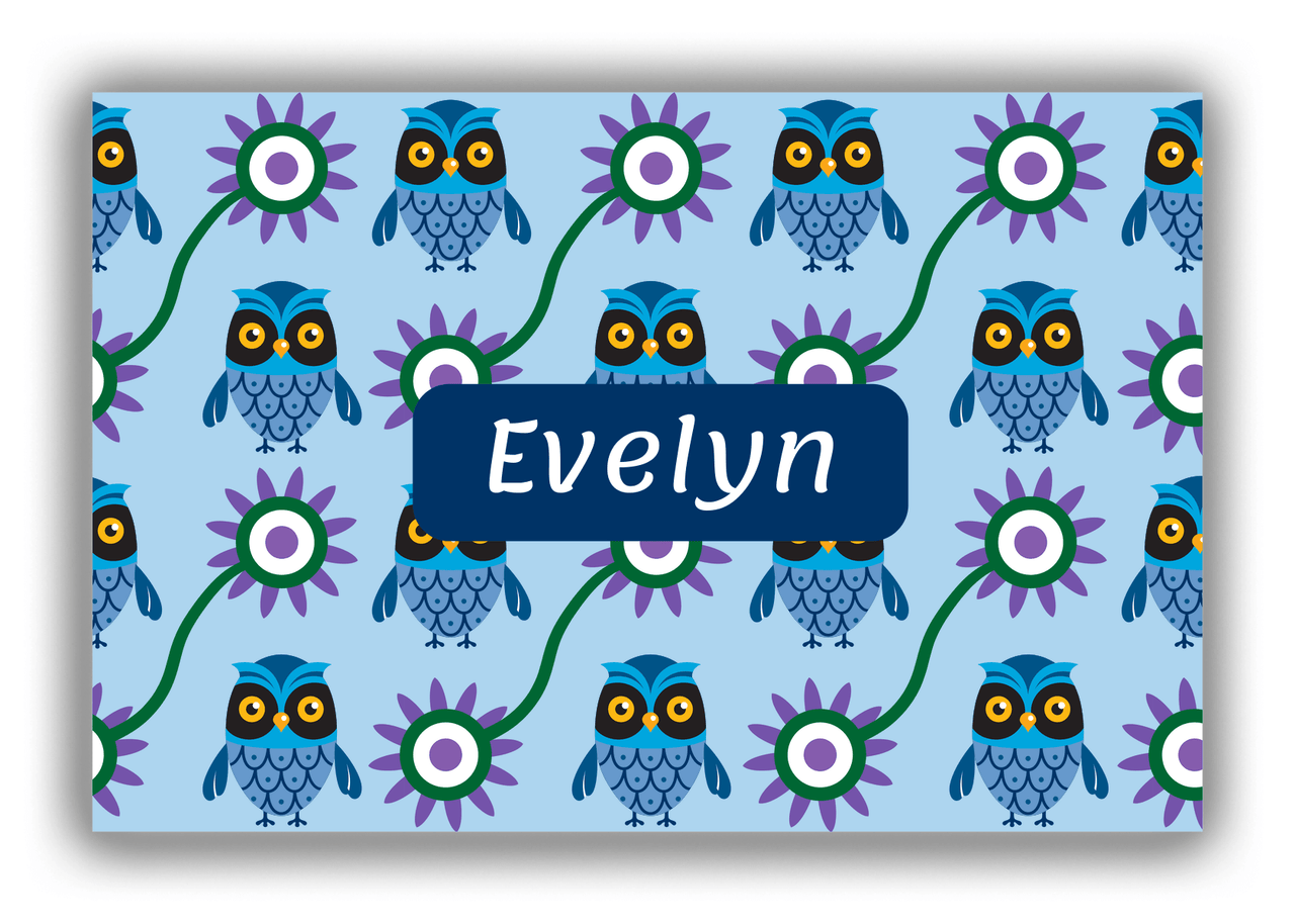Personalized Owl Canvas Wrap & Photo Print VI - Owl 04 - Blue Background - Front View