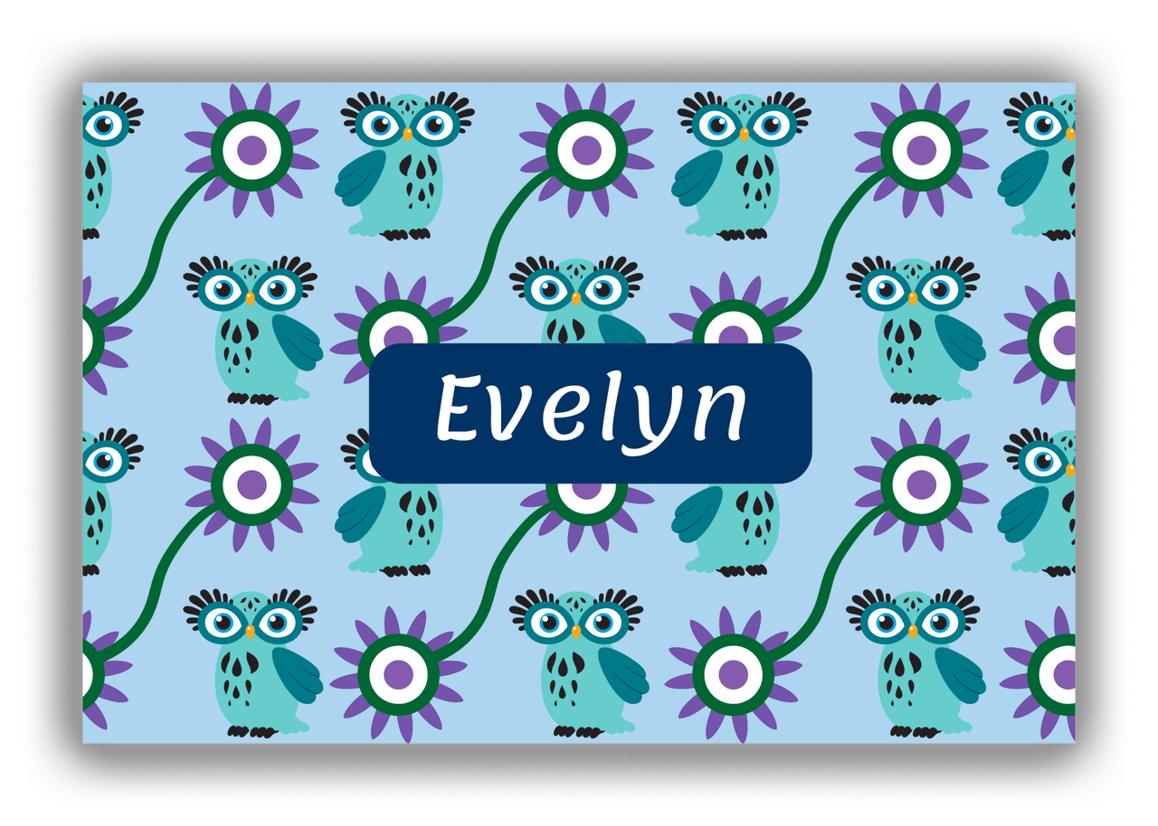 Personalized Owl Canvas Wrap & Photo Print VI - Owl 10 - Blue Background - Front View