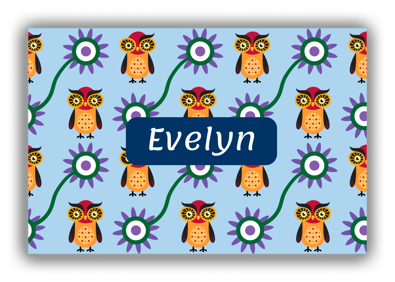 Personalized Owl Canvas Wrap & Photo Print VI - Owl 11 - Blue Background - Front View