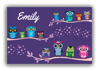 Thumbnail for Personalized Owl Canvas Wrap & Photo Print VIII - All Owls - Purple Background - Front View