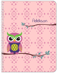 Thumbnail for Personalized Owl Notebook I - Pink Background - Owl II - Front View