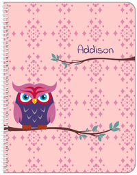 Thumbnail for Personalized Owl Notebook I - Pink Background - Owl IV - Front View