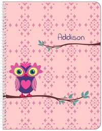 Thumbnail for Personalized Owl Notebook I - Pink Background - Owl VI - Front View