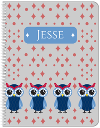 Thumbnail for Personalized Owl Notebook II - Grey Background - Owl IV - Front View