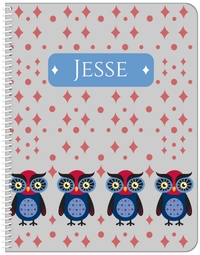 Thumbnail for Personalized Owl Notebook II - Grey Background - Owl V - Front View