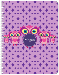 Thumbnail for Personalized Owl Notebook IV - Purple Background - Owl V - Front View