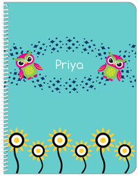 Thumbnail for Personalized Owl Notebook V - Teal Background - Owl III - Front View