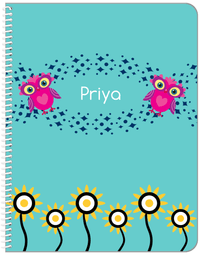 Thumbnail for Personalized Owl Notebook V - Teal Background - Owl V - Front View