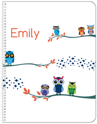 Thumbnail for Personalized Owl Notebook VIII - White Background - Owl VI - Front View