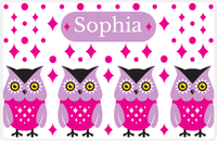 Thumbnail for Personalized Owl Placemat - Diamonds - Owl 08 - White Background with Pink Owl -  View