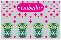 Thumbnail for Personalized Owl Placemat - Diamonds - Owl 01 - Pink Background with Teal Owl -  View