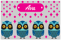Thumbnail for Personalized Owl Placemat - Diamonds - Owl 04 - Pink Background with Teal Owl -  View