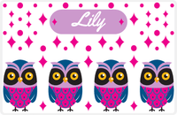 Thumbnail for Personalized Owl Placemat - Diamonds - Owl 04 - White Background with Pink Owl -  View