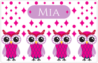Thumbnail for Personalized Owl Placemat - Diamonds - Owl 06 - White Background with Pink Owl -  View