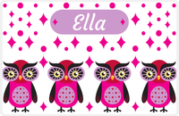 Thumbnail for Personalized Owl Placemat - Diamonds - Owl 11 - White Background with Pink Owl -  View