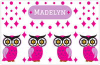 Thumbnail for Personalized Owl Placemat - Diamonds - Owl 12 - White Background with Pink Owl -  View