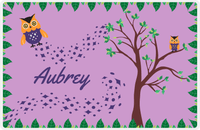 Thumbnail for Personalized Owl Placemat - Above the Trees - Owl 08 - Purple Background with Orange Owl -  View